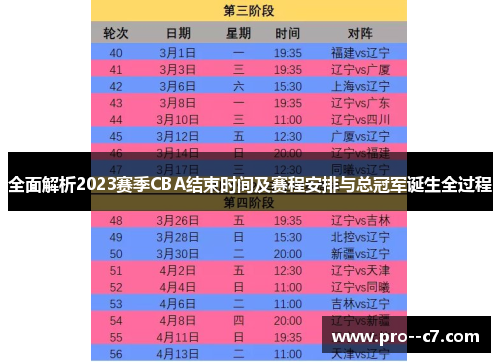 全面解析2023赛季CBA结束时间及赛程安排与总冠军诞生全过程